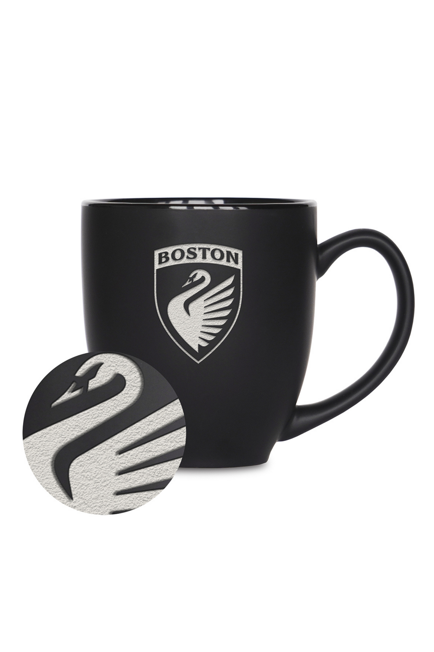 Boston Legacy FC Laser Engraved 15 Oz Matte Black Ceramic Bistro Mug