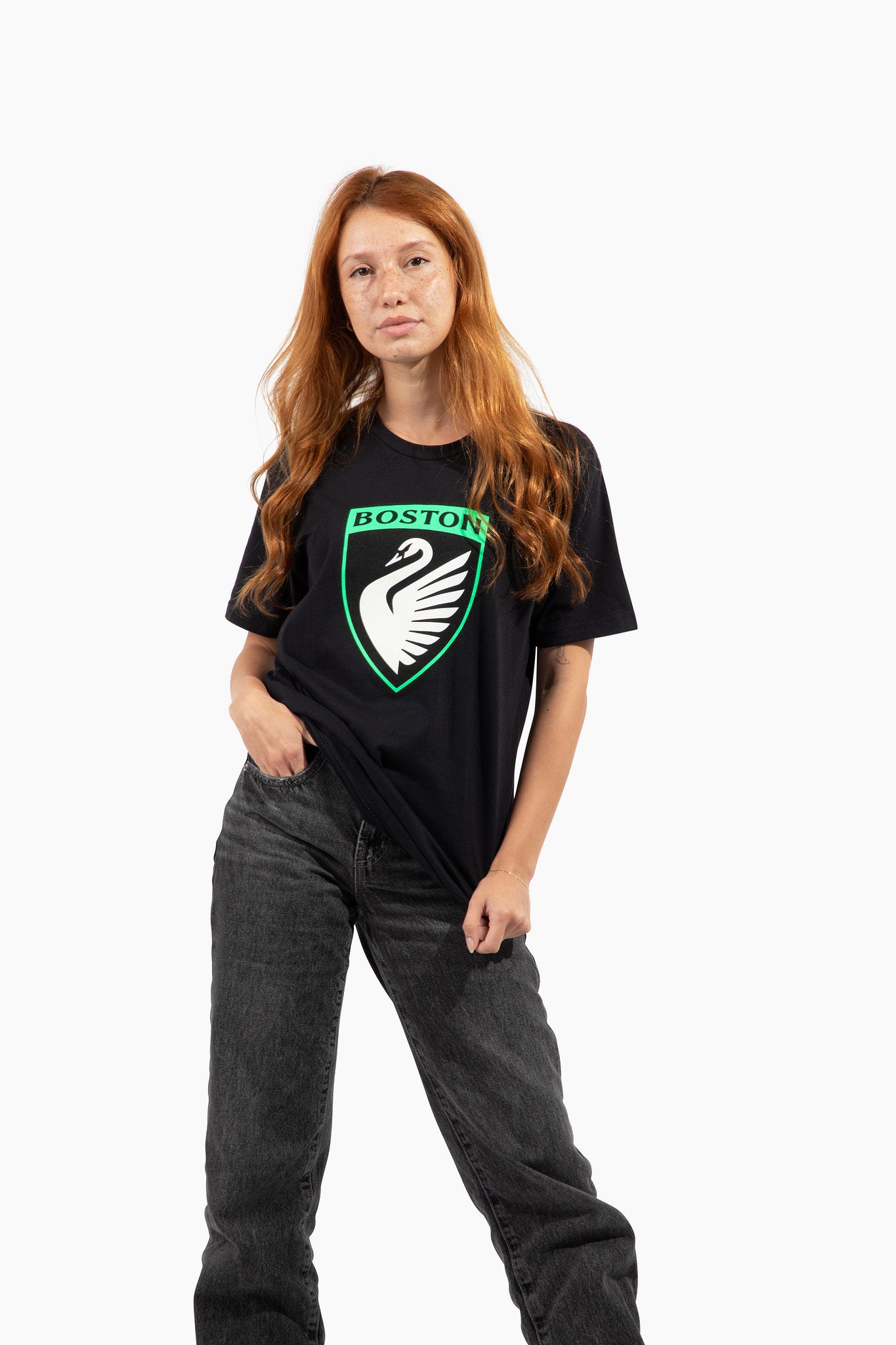 Boston Legacy FC Black Unisex Sueded Crest Tee