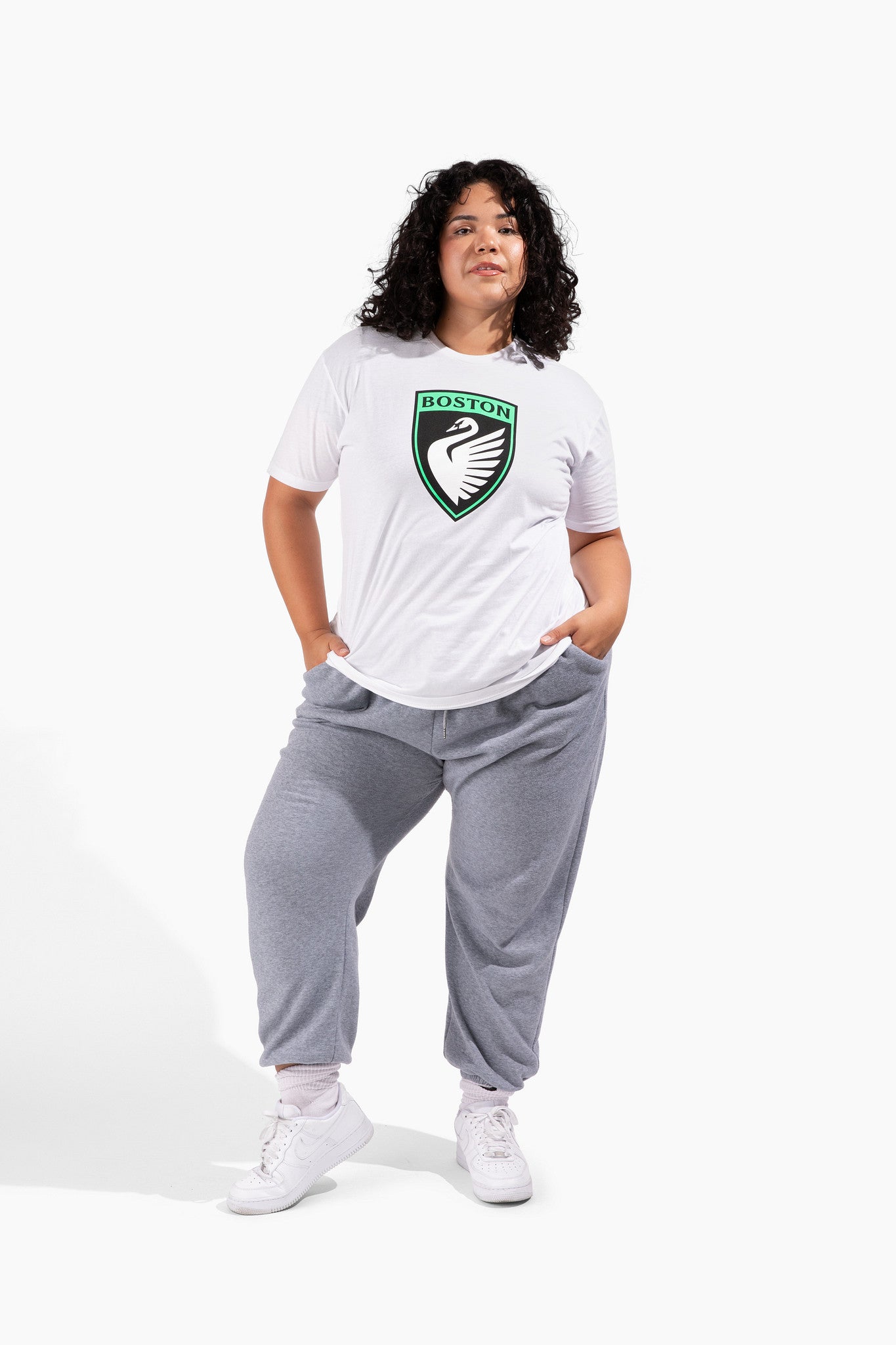 Boston Legacy FC White Unisex Sueded Crest Tee
