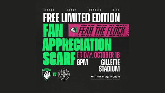 Boston Legacy FC match promotional graphic with the Spanish phrase "Debí Jugar Más Fútbol" ("I Should Have Played More Football") and "¡Vamos!" featuring a collage of players in green and black kits. Sunday, September 20 at 2:00 PM.