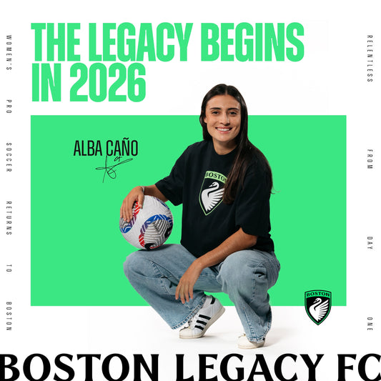 Alba Caño signing announcement graphic "The Legacy Begins in 2026"
