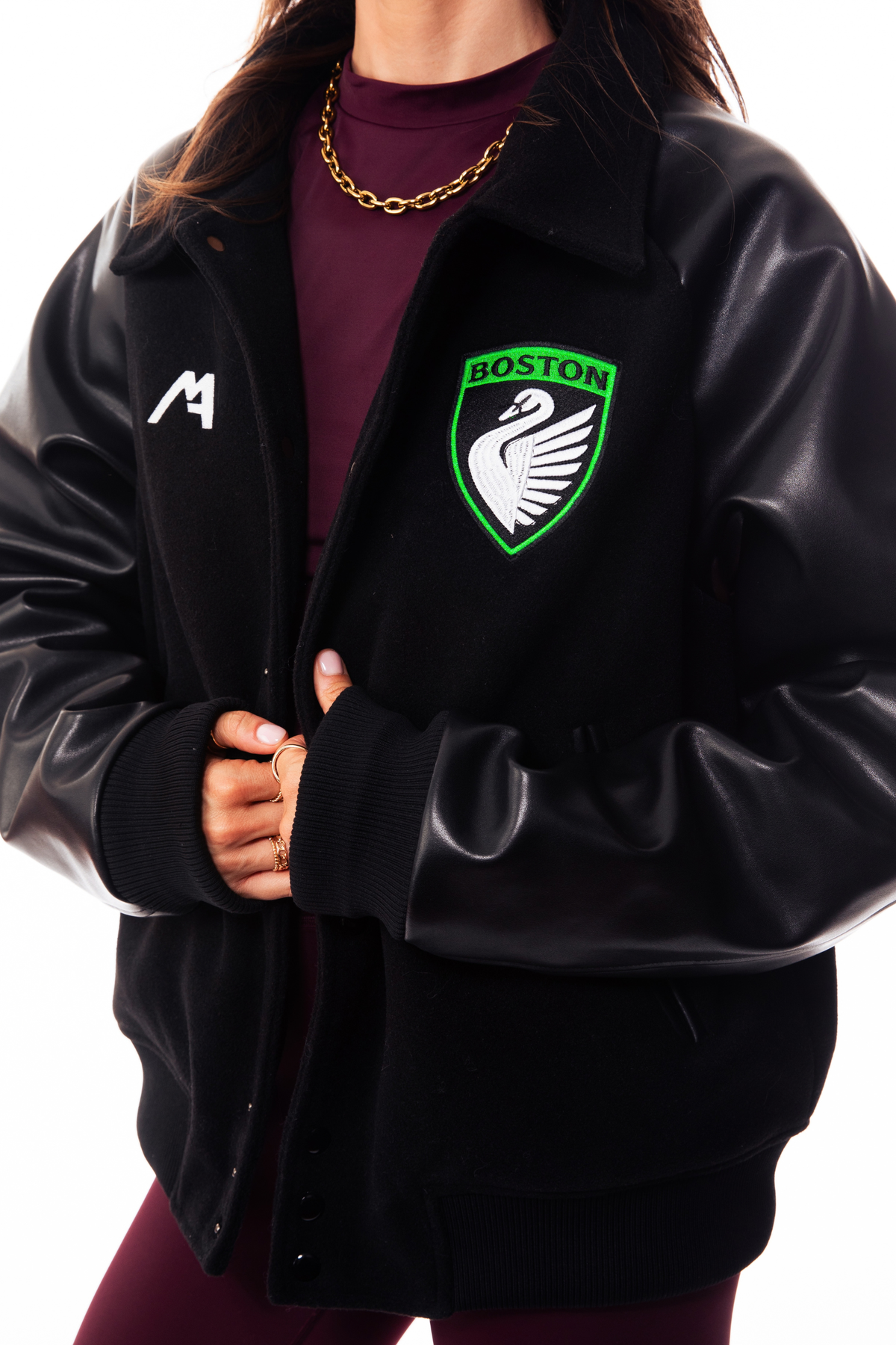 Boston Legacy FC x Mathmatik Leather Varsity Jacket