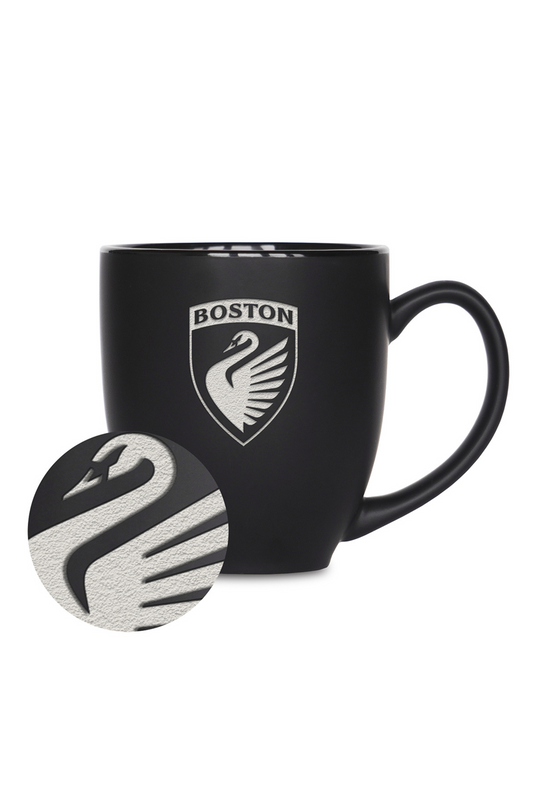 Boston Legacy FC Laser Engraved 15 Oz Matte Black Ceramic Bistro Mug