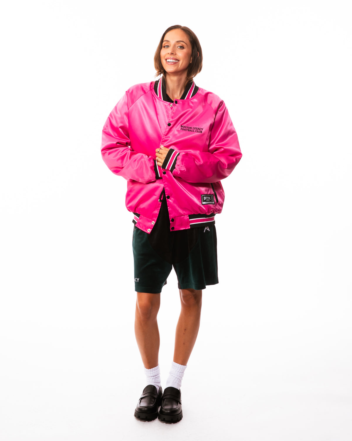 Boston Legacy FC x Official League Pink Satin Jacket