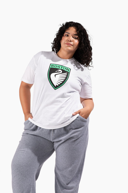 Boston Legacy FC White Unisex Sueded Crest Tee