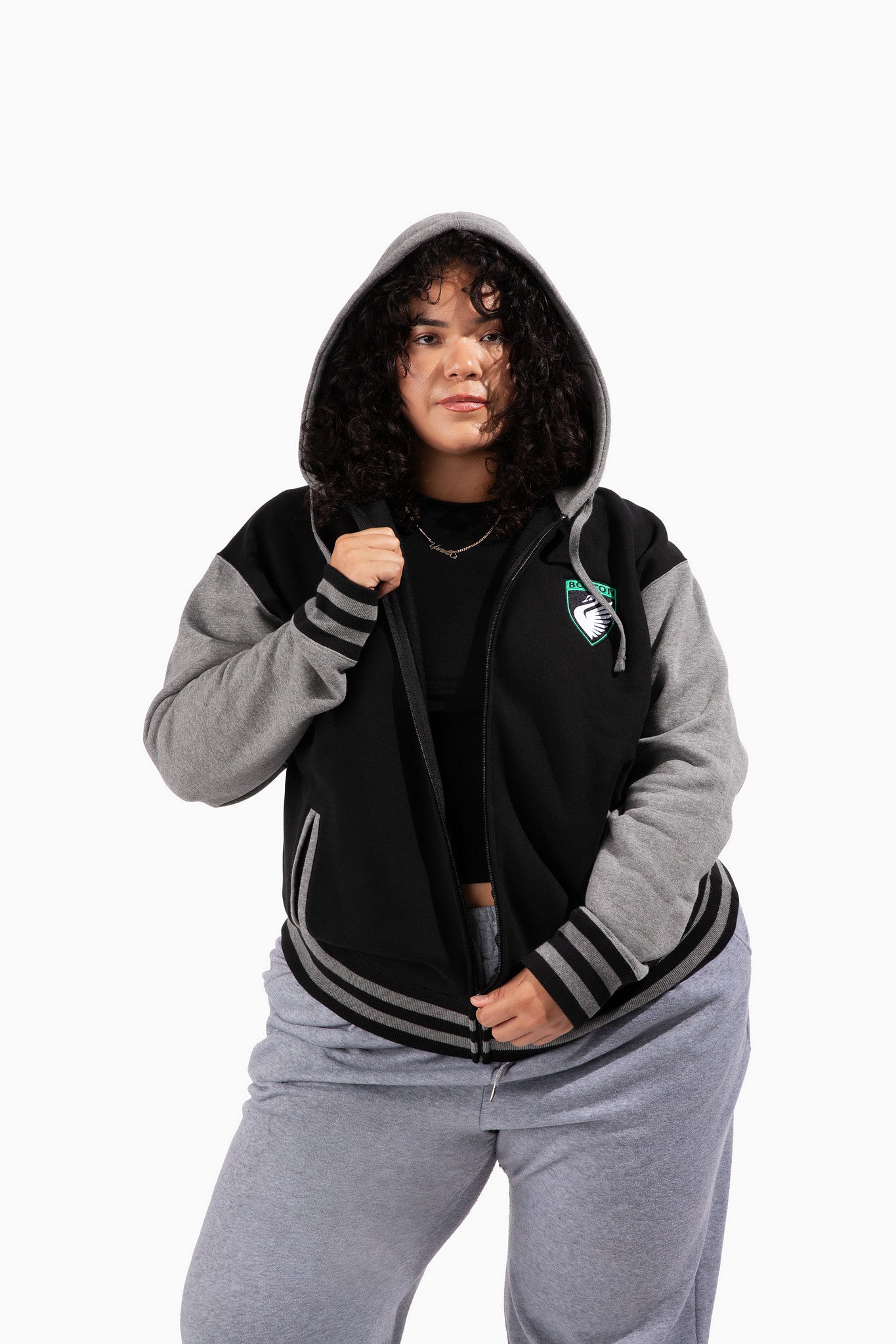 Boston Legacy FC Varsity Heavyweight Corner Crest Zip Up Hoodie